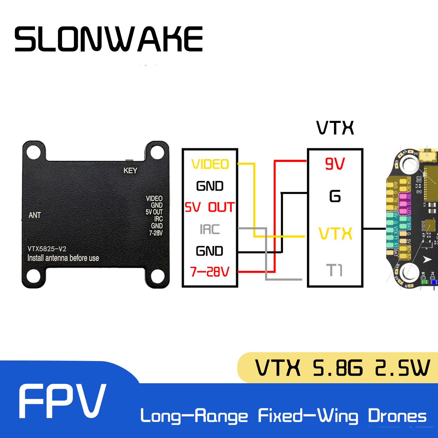 SLONWAKE 5.8G 48CH FPV Transmi - Drone Frame reseña y precio